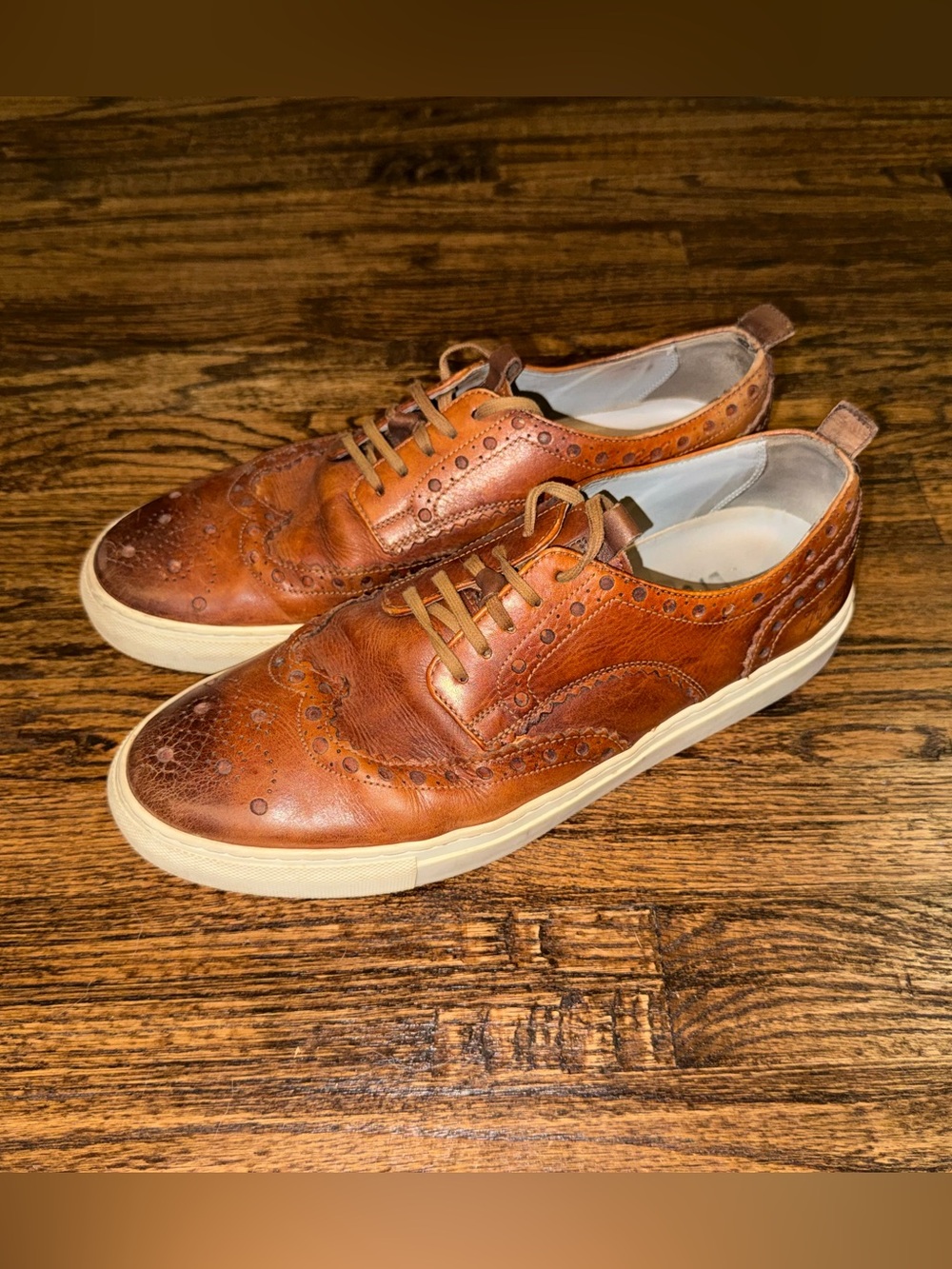 Grenson Sneaker 3 Men’s Tan Brown Leather Wingtip Brogue Lace-Up Sneaker Sz 10G